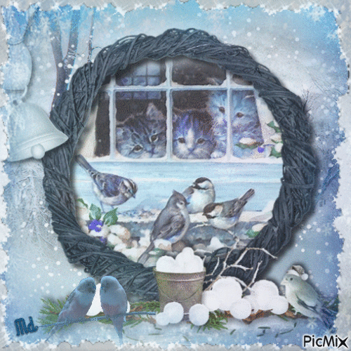 Birds in winter - Δωρεάν κινούμενο GIF