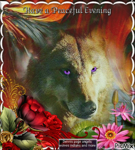 wolf in flowers - Gratis animeret GIF