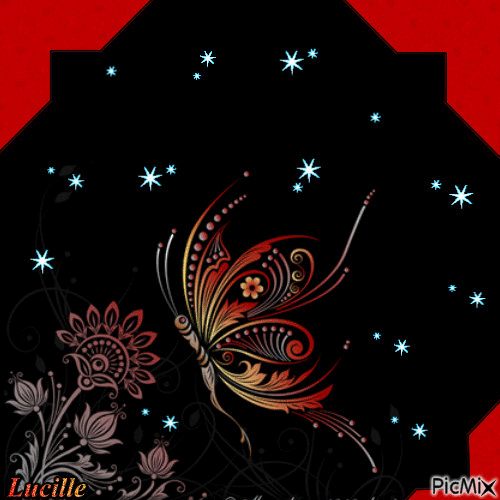 Stars and butterfly - Free animated GIF