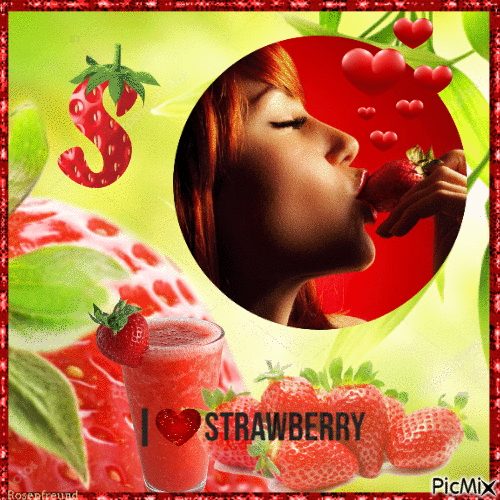 Ich liebe Erdbeeren - Besplatni animirani GIF