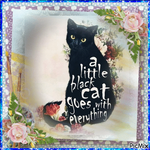 a litlle black cat goes with everything - GIF animado gratis