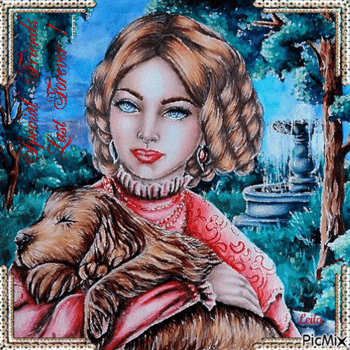 Special friends last forever. Lady with her dog - 免费动画 GIF