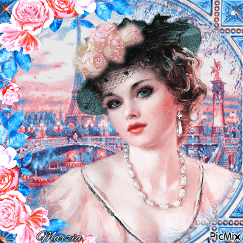Paris Vintage - Toni rosa e turchese - GIF animado gratis