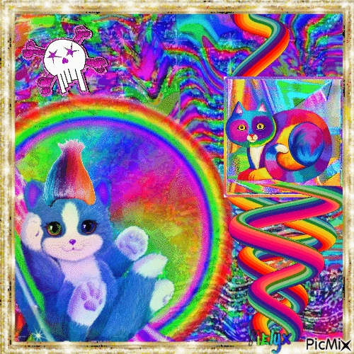 Scenecore Rainbow cat - Gratis animerad GIF