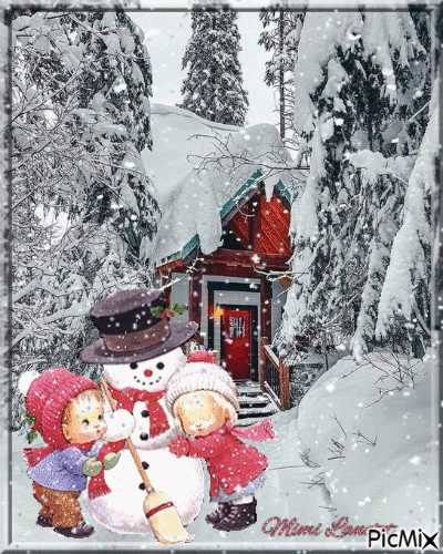 enfants sous la neige - Darmowy animowany GIF