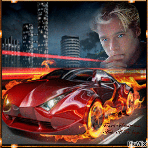 The Man and the Car on fire - Darmowy animowany GIF
