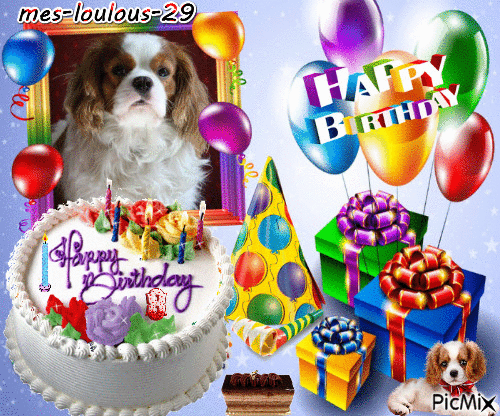 chien birthday - GIF animé gratuit