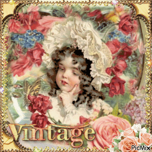 Portrait of a little girl - Vintage - Δωρεάν κινούμενο GIF