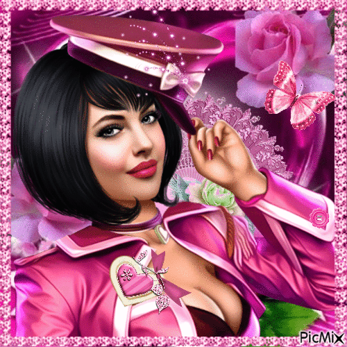 Girl - Bright Pink Tones - Free animated GIF
