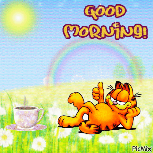 Good morning from Garfield! - Gratis animeret GIF
