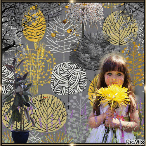 La niña del jardín gris - Darmowy animowany GIF