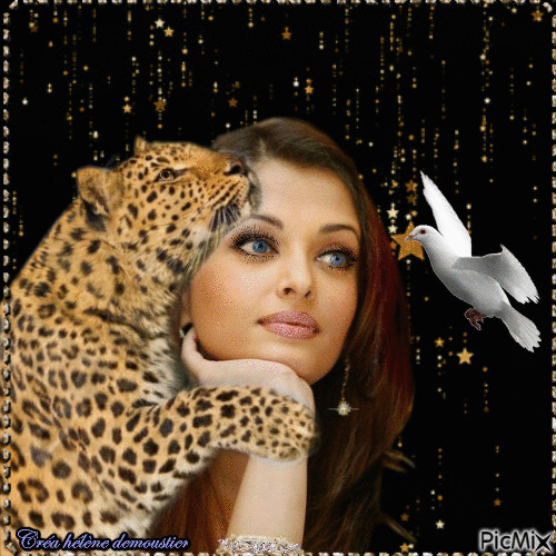 HD femme et léopard - GIF animasi gratis