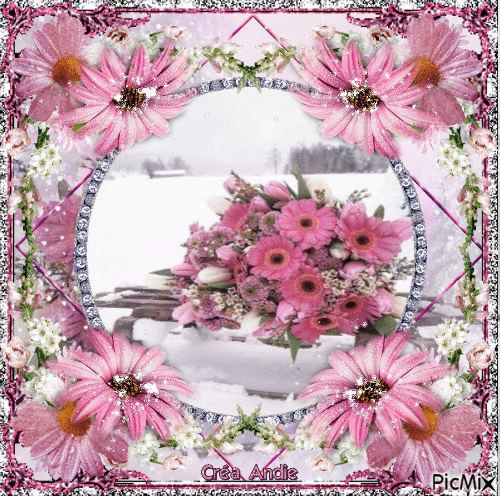 Bouquet sous la neige - GIF animé gratuit