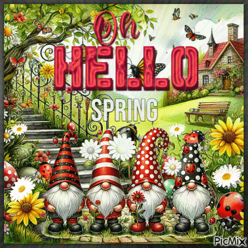 Greeting Hello Spring - GIF animasi gratis