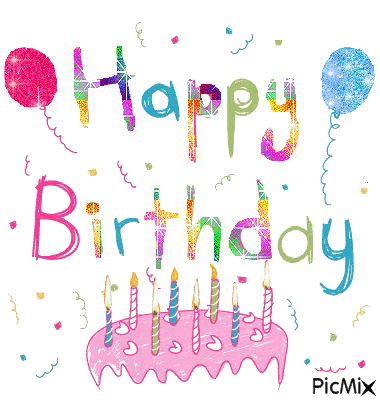 happy birthday text balloons gif - GIF animado grátis - PicMix