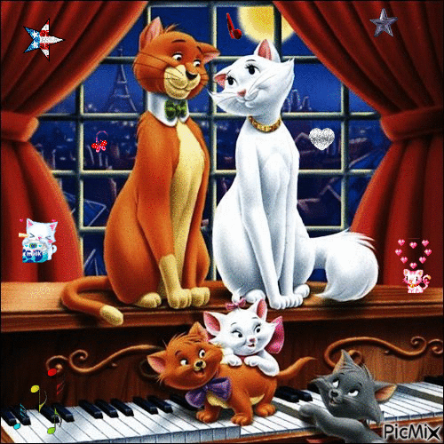Giff Picmix Les aristochats Duchesse Thomas O'Malley Marie Berlioz et Toulouse créé par moi - 無料のアニメーション GIF