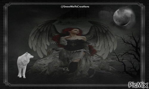 Gothic Angel In The Storm - Gratis animerad GIF