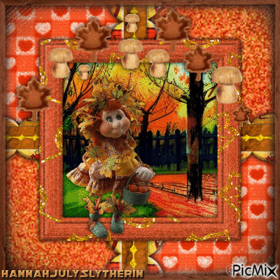 {Scarecrow Lady in Autumn} - Zdarma animovaný GIF