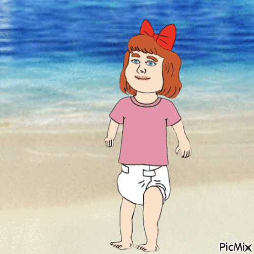 Elizabeth enjoying the beach - Gratis animeret GIF