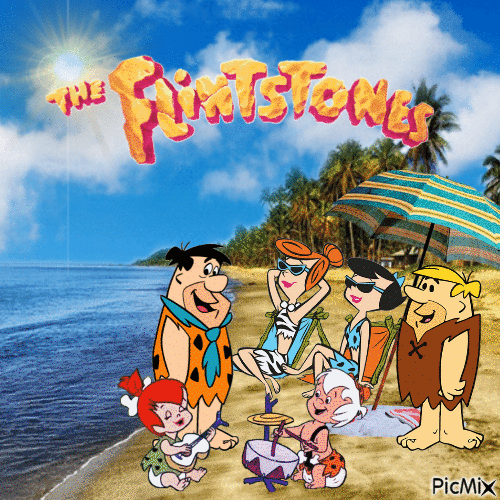 The Flintstones beachside fun - Free animated GIF