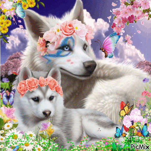 Wolf in Spring - 免费动画 GIF