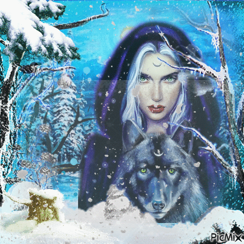 ☆☆WOMAN AND WOLF☆☆ - Free animated GIF