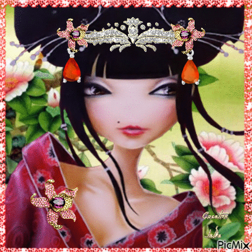Asian lady - Бесплатный анимированный гифка