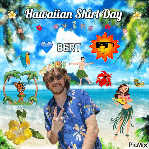 hawaiian shirt day bert - Δωρεάν κινούμενο GIF