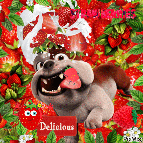 Amusement aux fraises / concours - Free animated GIF