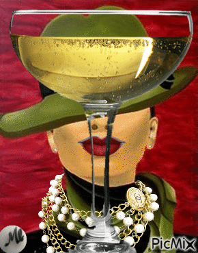 Detrás de una copa de champán - Animovaný GIF zadarmo