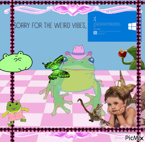 Sorry for weird vibes frog - GIF animé gratuit