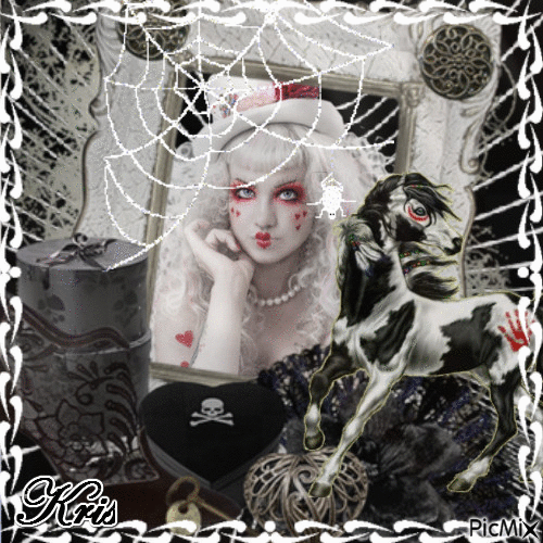 Gothic woman 🌹🌼 - GIF animé gratuit