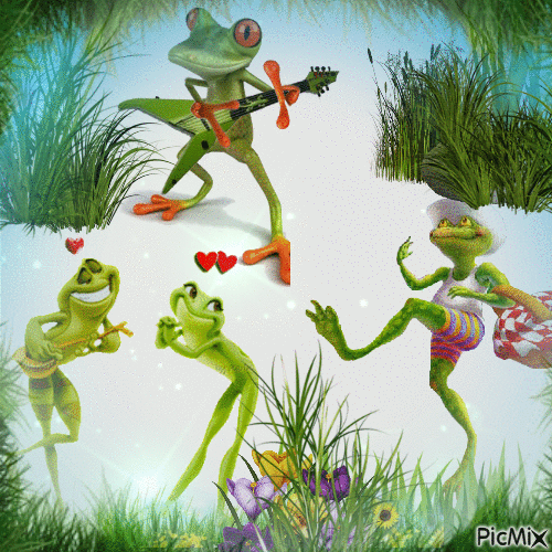 Las ranas están bailando - Zdarma animovaný GIF