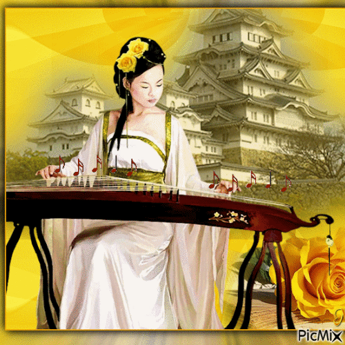 Musicienne asiatique - Free animated GIF