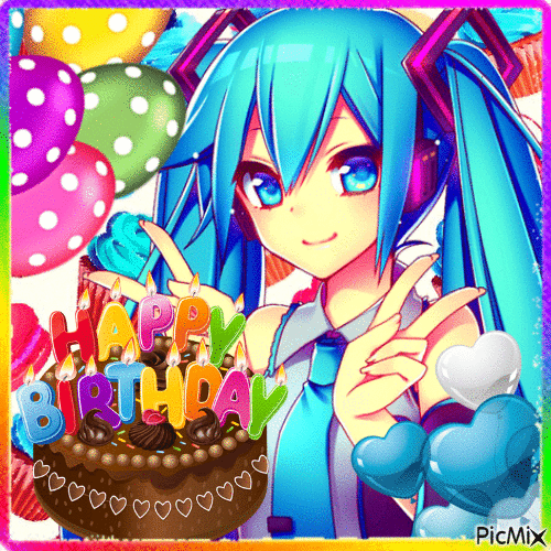 Happy birthday 🎂 Miku....concours - GIF animé gratuit