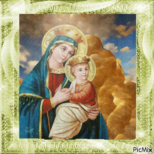 La Vierge Marie et l'enfant Jésus - 免费动画 GIF