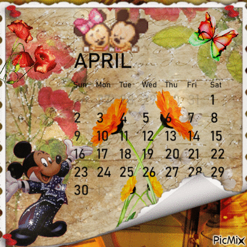 Calendario de abril - Gratis animerad GIF