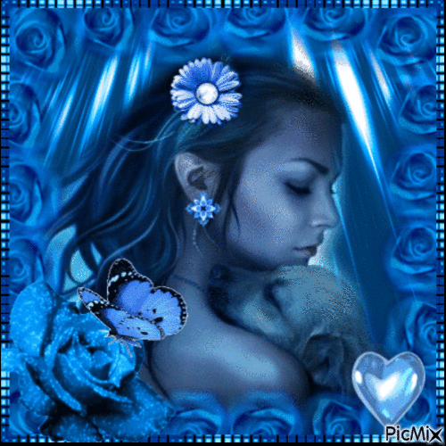 Blue Rose Glitter - GIF animado gratis