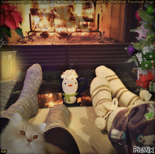 Christmas fireplace - Gratis geanimeerde GIF