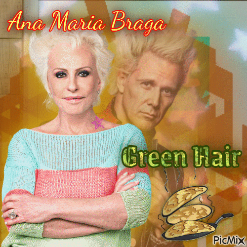 Ana Maria Braga e seu stand Green Hair - GIF animado grátis