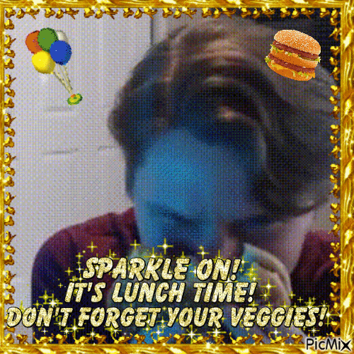 sparkle on! its lunch time! dont forget your veggies! - Free animated GIF
