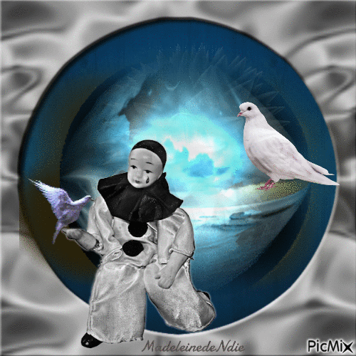 Pierrot et les colombes - Nemokamas animacinis gif