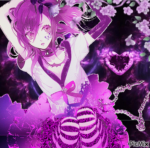 Girl in purple&white - 無料のアニメーション GIF
