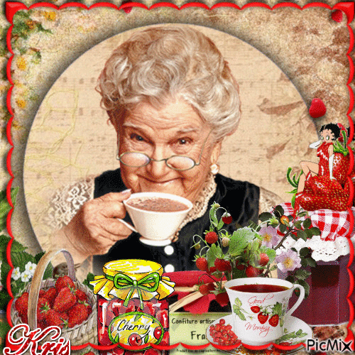 Tea from grandmother with jam ( - Бесплатный анимированный гифка