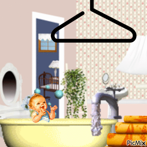 Le bain du bébé - Gratis animeret GIF