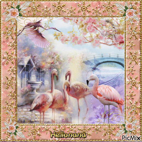 les flamants roses pour Lamouline - Free animated GIF