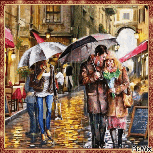 Einkaufsbummel im Regen in der Altstadt
