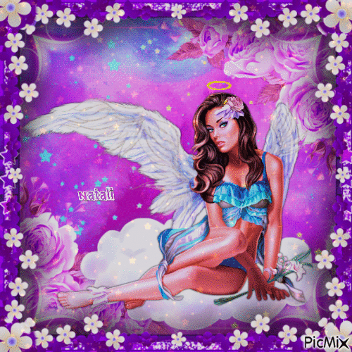 Portrait d'ange - Tons violets - GIF animado gratis
