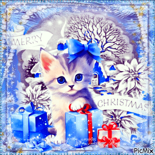 Christmas Cat - GIF animado gratis