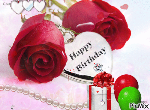 Happy Birthday Roses - GIF animé gratuit